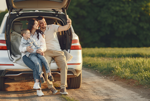 Family in the car